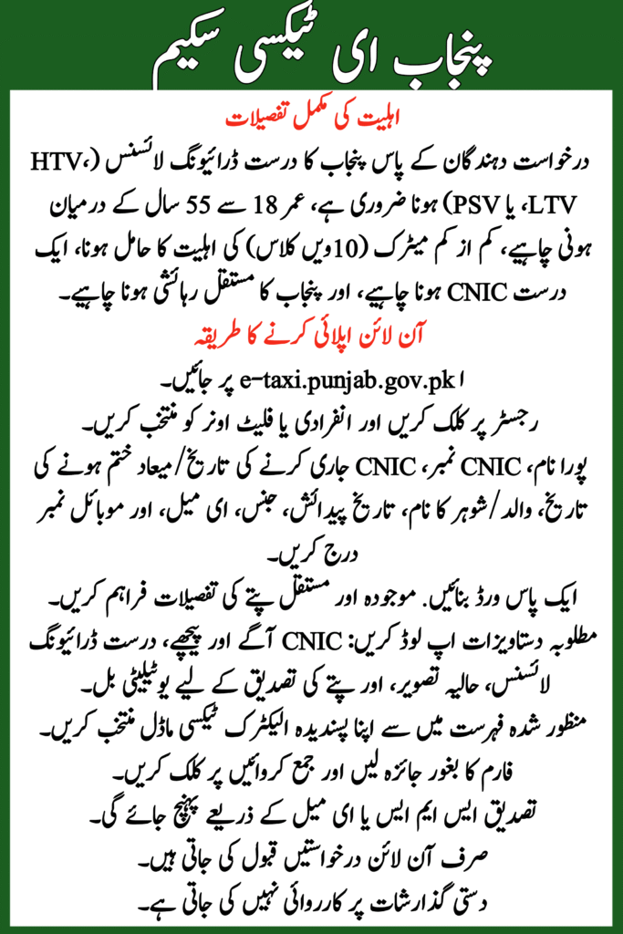 E-Taxi Companies for Punjab